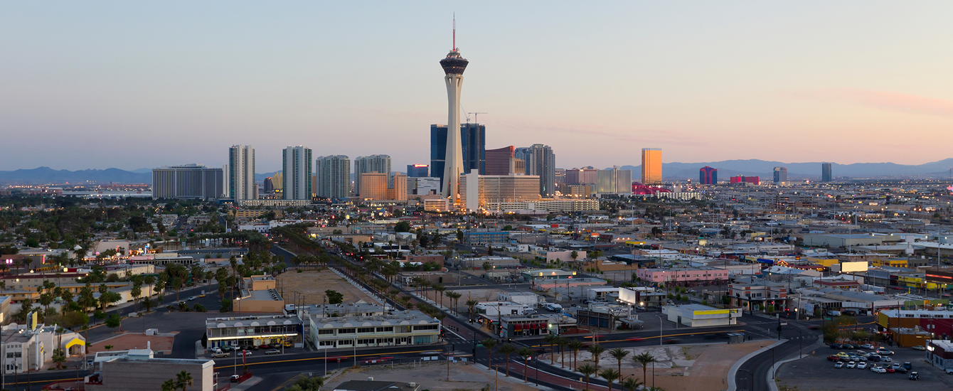 Las Vegas skyline at sunset